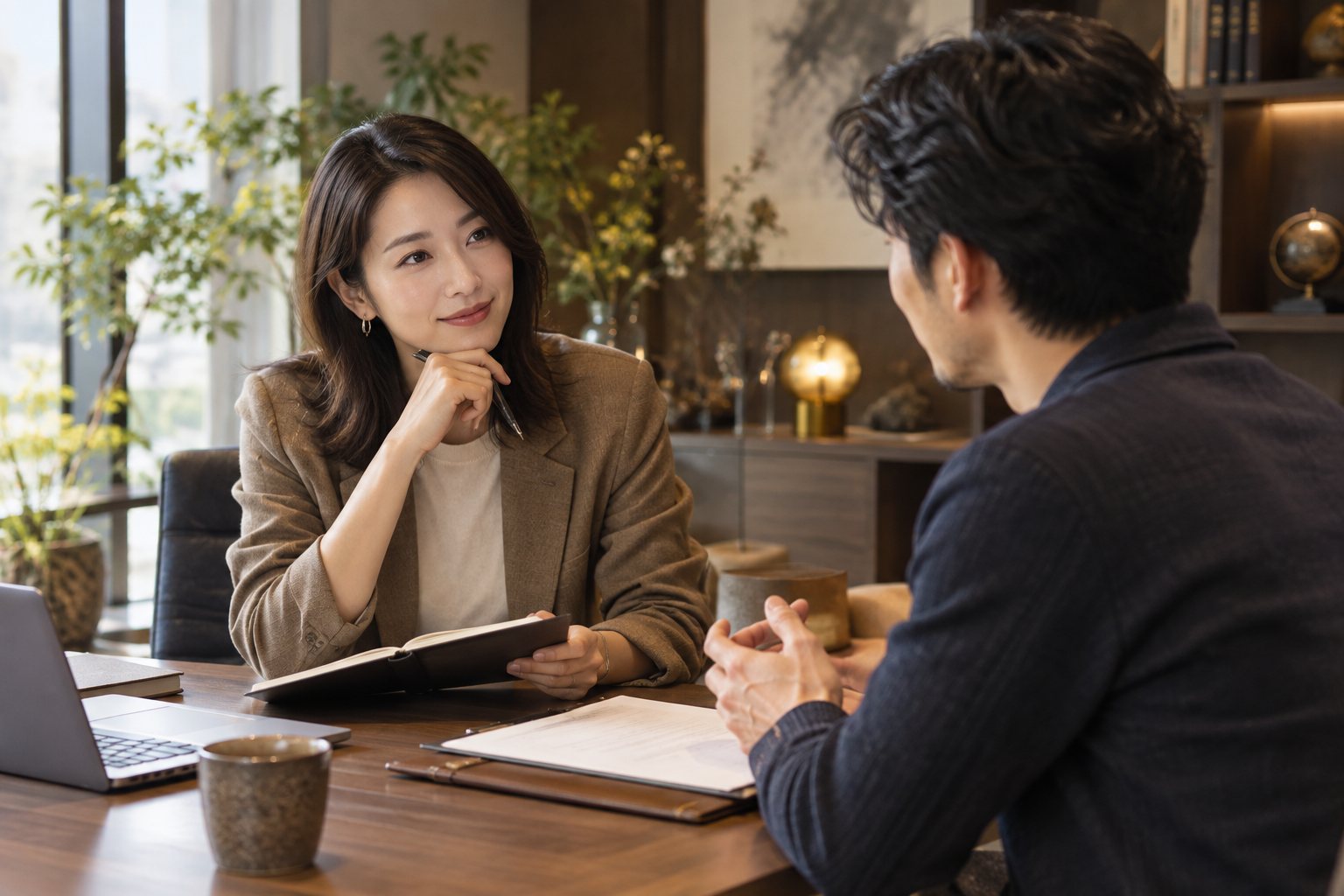 一対一でキャリアを相談するイメージ